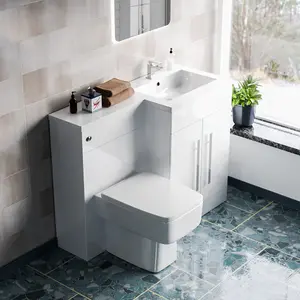 Nes Home 1100mm Right Hand Freestanding White Basin Vanity Unit with WC Unit & BTW Toilet