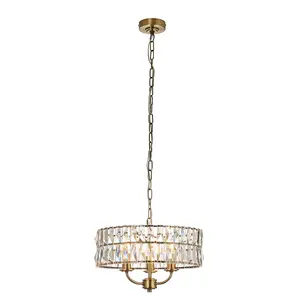 Luminosa Clifton 3 Light Multi Arm Lamp Ceiling Pendant Antique Brass