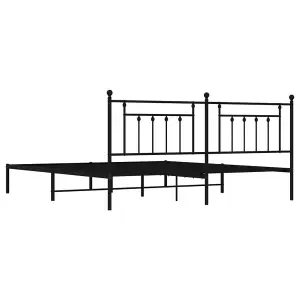 Berkfield Metal Bed Frame with Headboard Black 193x203 cm