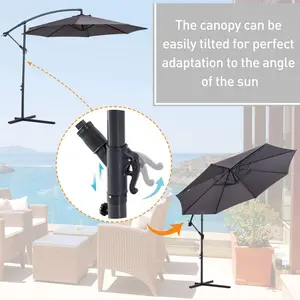 Oakland 300cm Cantilever Parasol Grey