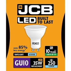 JCB LED GU10 3w Light Bulb Cap 250lm 6500k Daylight White (One Size)