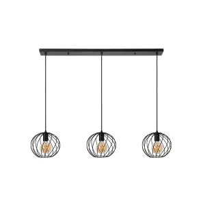 Lucide Danza Classic Bar Pendant Light - 3xE27 - Black