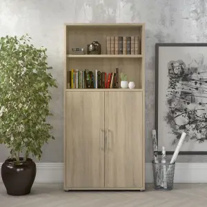 Prima Bookcase 4 Shelves with 2 Doors in Oak