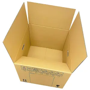 5 x Printed Corrugated Cardboard Boxes Packing House Moving Cartons Multi Use 21" x 21" x 16" With Handles