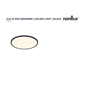 Nordlux Oja 42 Indoor Ultra-Slim Ceiling Light in Black (Height) 2.3cm