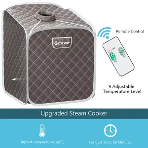 Costway 2L Foldbale Steam Sauna Personal Therapeutic Steam Spa 9 Adjustable Temperature