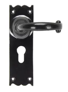 From The Anvil Black Cottage Lever Euro Lock Set