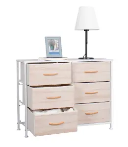 Requena Chest of Drawers, 6 Drawers with Wood Top and Large Storage Space, Easy to Install Room Organizer CD-5826-Beech-White