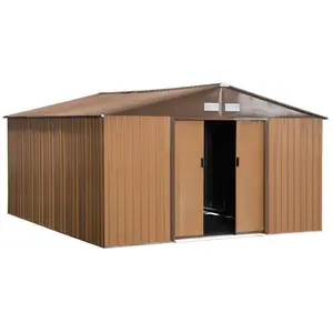 11 ft. W x 13 ft. D Metal Garden Shed Brown