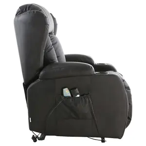 Caesar Single Motor Electric Rise Recliner Bonded Leather Armchair Electric Lift Riser Chair (Black)