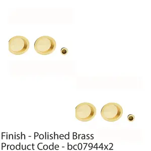 2 PACK - 29mm Sliding Door Rose & 2x 56mm Round Flush Finger Pulls - Polished Brass