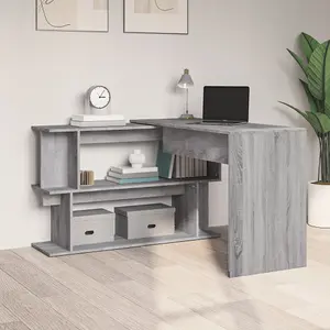 Berkfield Corner Desk Grey Sonoma 200x50x76 cm Engineered Wood