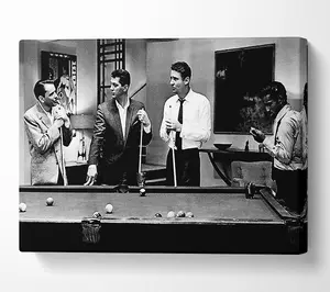 The Rat Pack 4 Playing Pool Canvas Print Wall Art - Medium 20 x 32 Inches