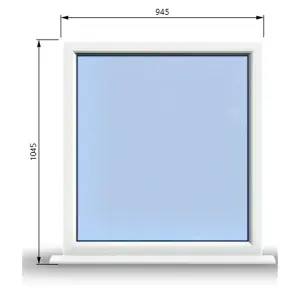 945mm (W) x 1045mm (H) PVCu StormProof Window - 1 Non Opening Window - Toughened Safety Glass - White