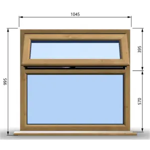 1045mm (W) x 995mm (H) Wooden Stormproof Window - 1 Top Opening Window -Toughened Safety Glass