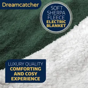 Dreamcatcher Sherpa Fleece Polyester Heated Electric Throw Blanket 160cm x 120cm Green