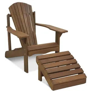 Furinno Tioman Hardwood Adirondack Patio Chair in Teak Oil, Natural