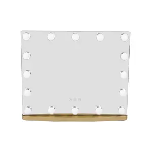 Hollywood Gold Makeup Vanity Mirror with 16 LED Bulbs Dimmable 50cm W x 42cm H