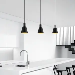 Luminosa Model 21 Deco Dome Pendant Lamp Black Ajustable Height