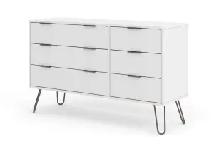 Core Products Augusta White 3+3 wide drawer chest of drawers