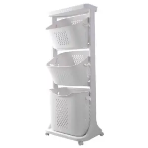 3 Tier Laundry Basket Laundry Hamper Clothes Sorter Clothes Storage Organiser on Wheels