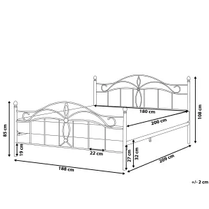 Metal EU Super King Size Bed Black ANTLIA