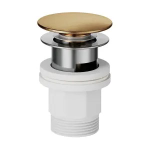 GoodHome Owens Medium Satin Gold effect Round Basin Mono mixer Tap