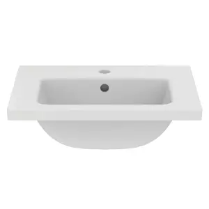 Ideal Standard i.life S Gloss White Rectangular Wall-mounted Vanity Basin (W)50cm