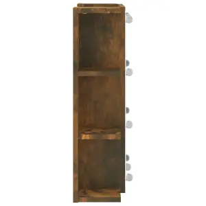 Berkfield Mirror Cabinet with LED Smoked Oak 70x16.5x60 cm