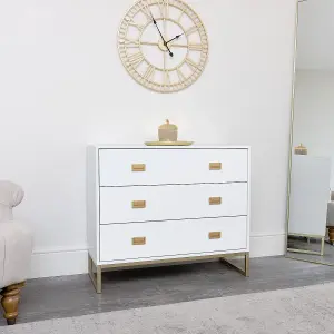 Melody Maison Large 3 Drawer Chest of Drawers - Elle White Range