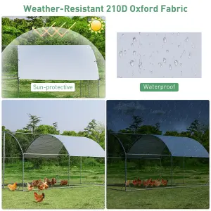 Costway 3.8 x 2.8 M Large Metal Chicken Coop Walk-in Poultry Cage W/ Waterproof Sun-protective Cover