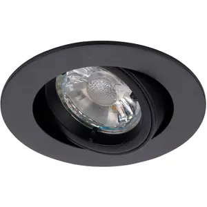 Directional Tilting Ceiling Downlight - 50W GU10 Reflector - Matt Black