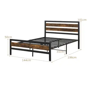 Costway Metal Bed Frame Double Bed Industrial Platform Bed w/ Headboard and Footboard