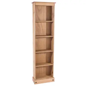 Core products, Premium  Corona tall narrow bookcase, antique waxed pine