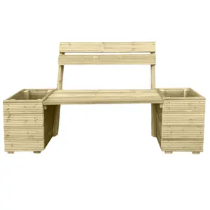 Ruby Planter & Bench Combination with Backrest Wooden Garden Seating Set