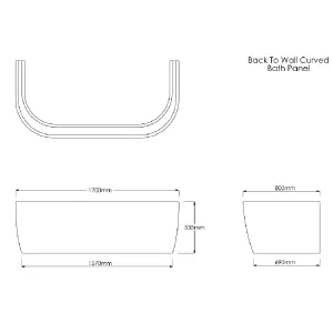 Cooke & Lewis Helena White Oval Curved Bath & panel set (L)1700mm