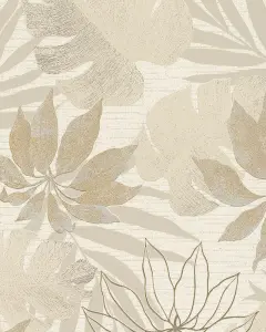 Galerie The New Design Book Beige Tropical Leaves Embossed Wallpaper