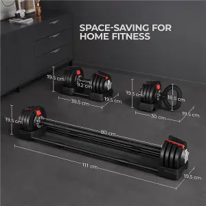 Yaheetech 3-in-1 18KG Quick-Adjust Dumbbell Weight Set with Anti Slip Handle