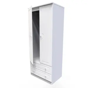 Stratford 2 Door 2 Drawer Wardrobe in White Ash (Ready Assembled)