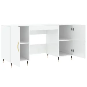 Berkfield Desk High Gloss White 140x50x75 cm Engineered Wood