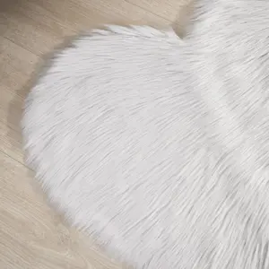 Sienna Heart Shaped Faux Fur Fluffy Plush Fleece Bedroom Rug, 65 x 65cm - Grey