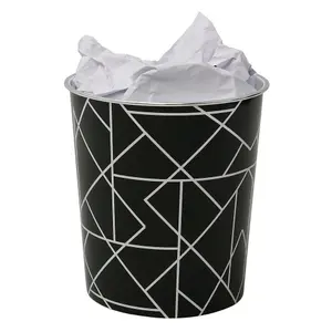 JVL Linear Black Waste Paper Bin, 27x25cm, Set of 2