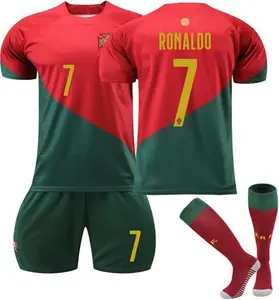 (Ronaldo7 Red Portugal Home Football Kit, 8-9 Years) Ronaldo World Cup Portugal Football Kit Jersey Training Suit