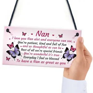 Nan Gift For Birthday Xmas Hanging Plaque Gift For Nan From Grandchildren Grandparent Gift