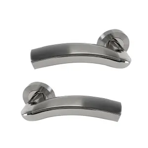 Intelligent Hardware - Internal Door Handle - Pair - Lever on Round Rose - Jade - Polished/Satin Chrome