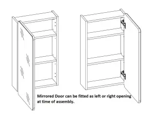 Bathroom Mirror Cabinet Mirrored Unit 400mm Wall Hung Storage Oak Effect Aruba