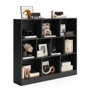 COSTWAY 10-Cube Bookshelf 3-Tier Wood Display Shelf 120cm Storage Organizer