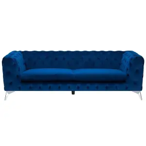 3 Seater Velvet Fabric Sofa Cobalt Blue SOTRA