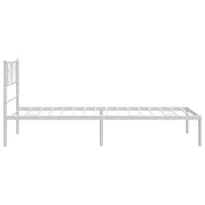 Berkfield Metal Bed Frame with Headboard White 80x200 cm