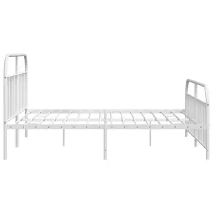 Berkfield Metal Bed Frame with Headboard and Footboard White 200x200 cm